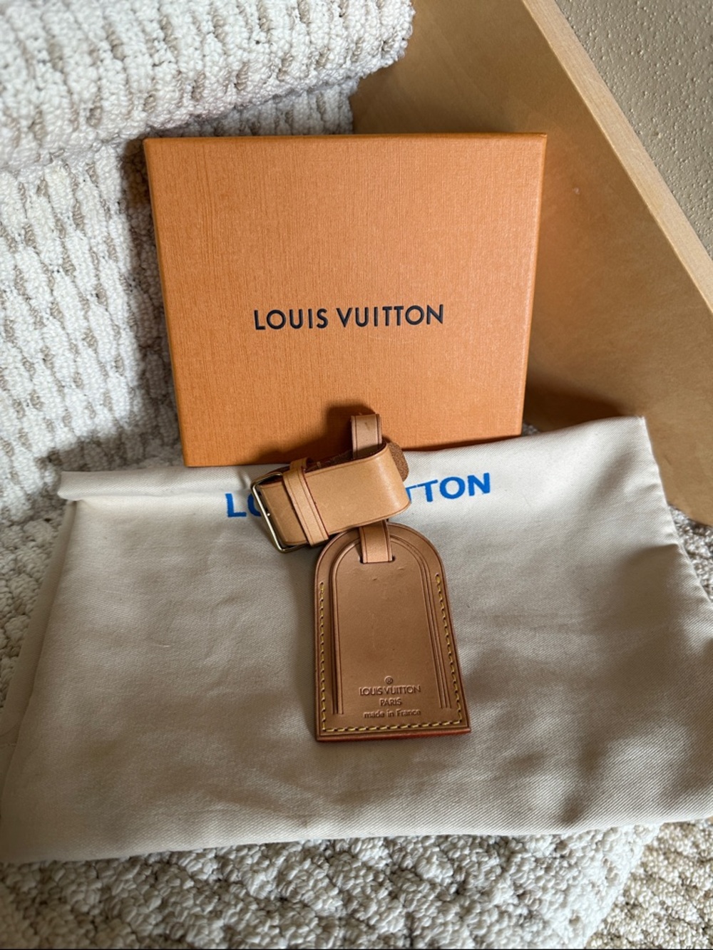 Louis Vuitton Tan Vachetta Leather Luggage Tag and Poignet-COA Included